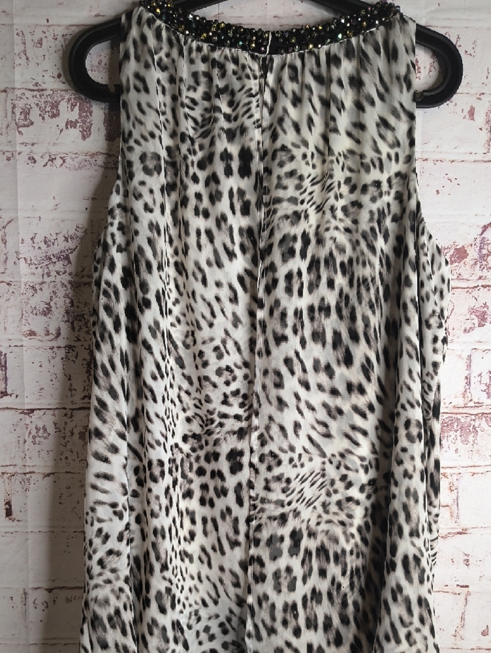 Jennifer Lopez Leopard Print Beaded Neckline 1X Sleeveless Top - Picture 2 of 6